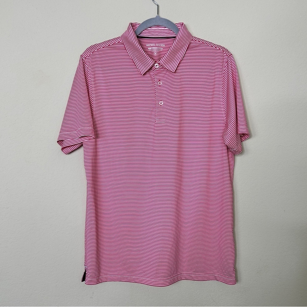 Michel Rouen Pink Striped Polo size medium